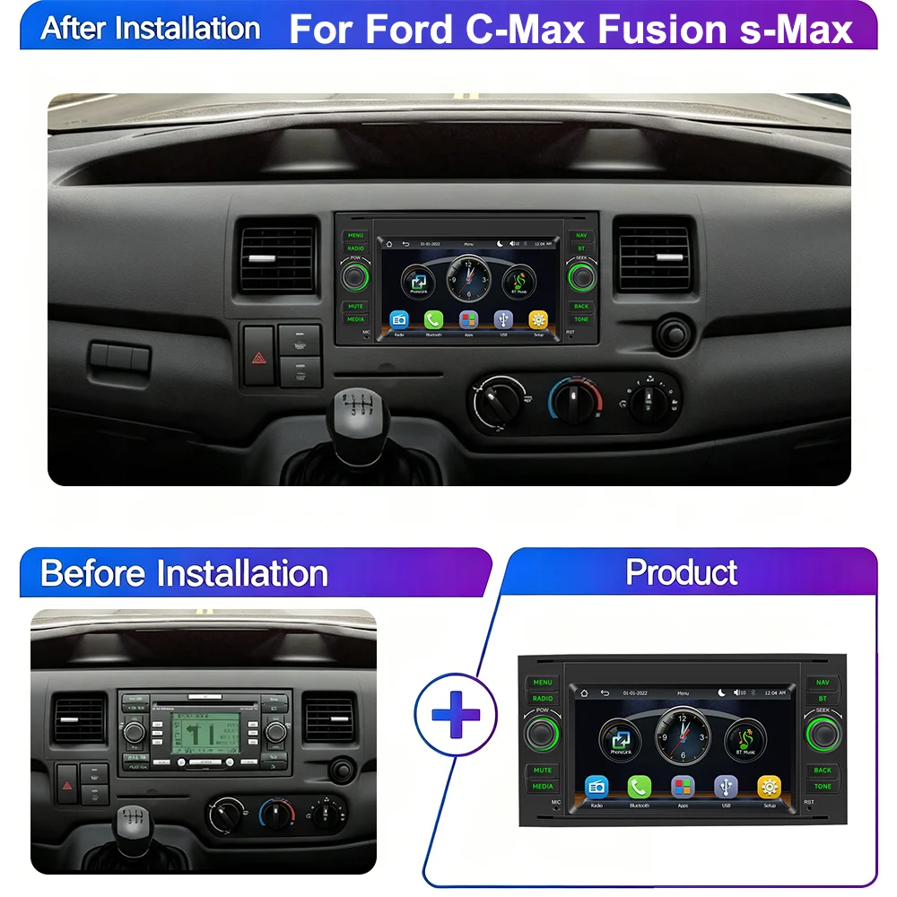 7 inch MP5 Player For Ford C-Max Fusion Mondeo Focus Connect Galaxy S-Max Fiesta Kuga Transit Car Radio Multimedia Stereo USB BT