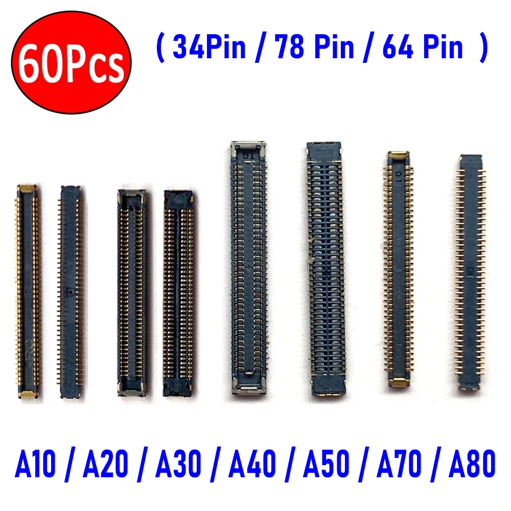 60Pcs，USB Charger Charging Port FPC Connector Plug On Board Main Flex Cable For Samsung A10 A20 A30 A40 A50 A70 A705F A80 A805F