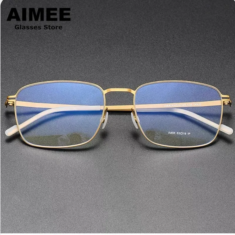 Germany Style Stainless Steel Glasses Frame Men Ultralight Square Prescription Eyeglasses Women Optical Blue Light Spectacles