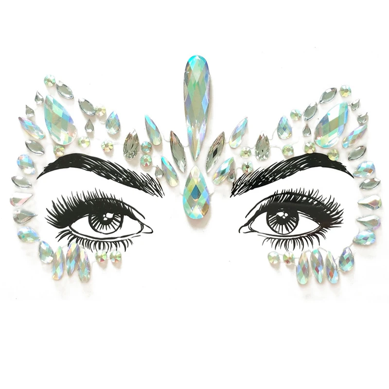 3D Crystal Glitter Face Jewels Tattoo Stickers Fashion Face Tattoo Body Art Gems Gypsy Festival Adornment Makeup Beauty Stickers