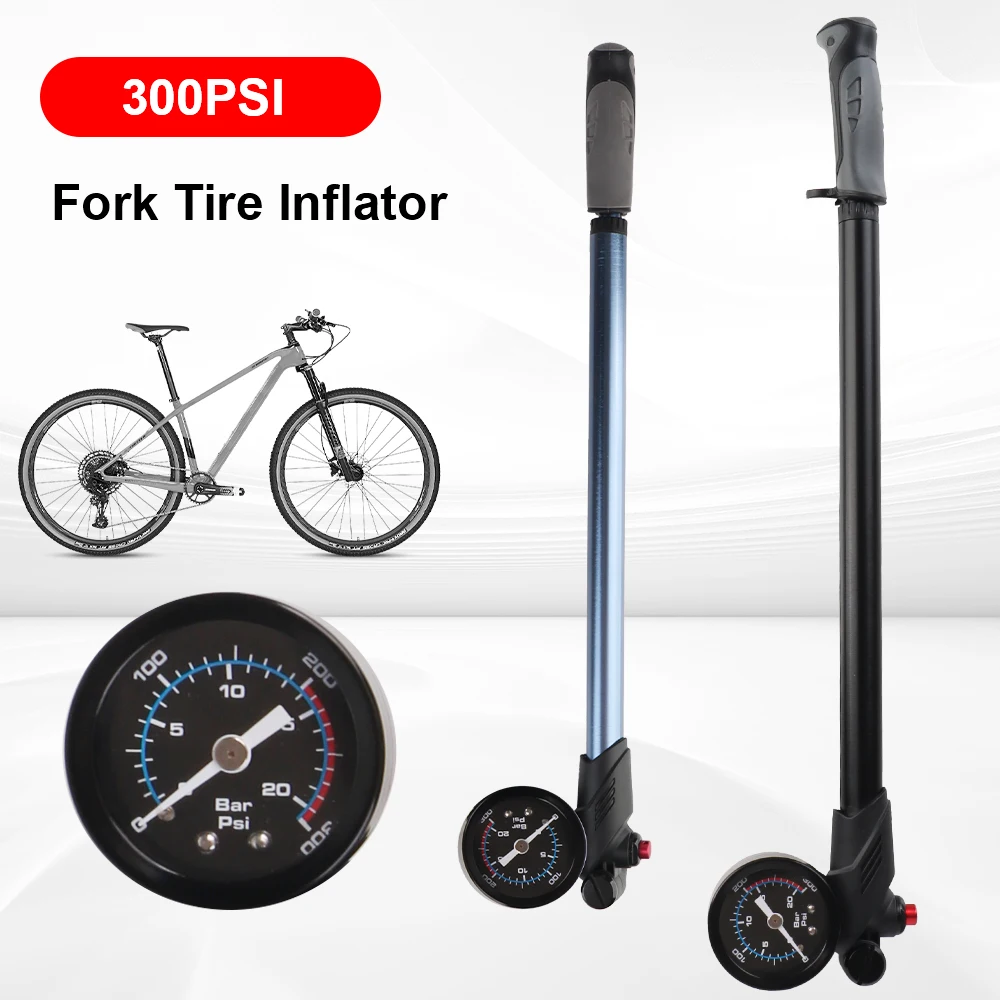 ​Portable 300psi Bike Air Pump for Front Fork/Rear Bladder/ Tire Bicycle Inflator Hand Kit Universal with High Pressure Gauge