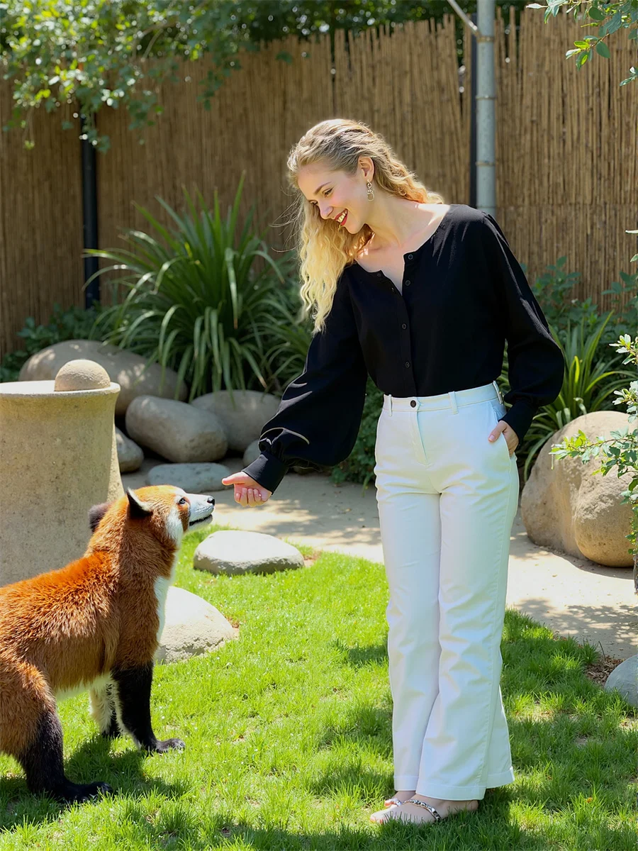 قمصان نسائية سادة بأكمام واسعة من التول اللامع للعمل وسيم من الترتان بساطتها Bf تلميذة عتيمة مكشكشة #3