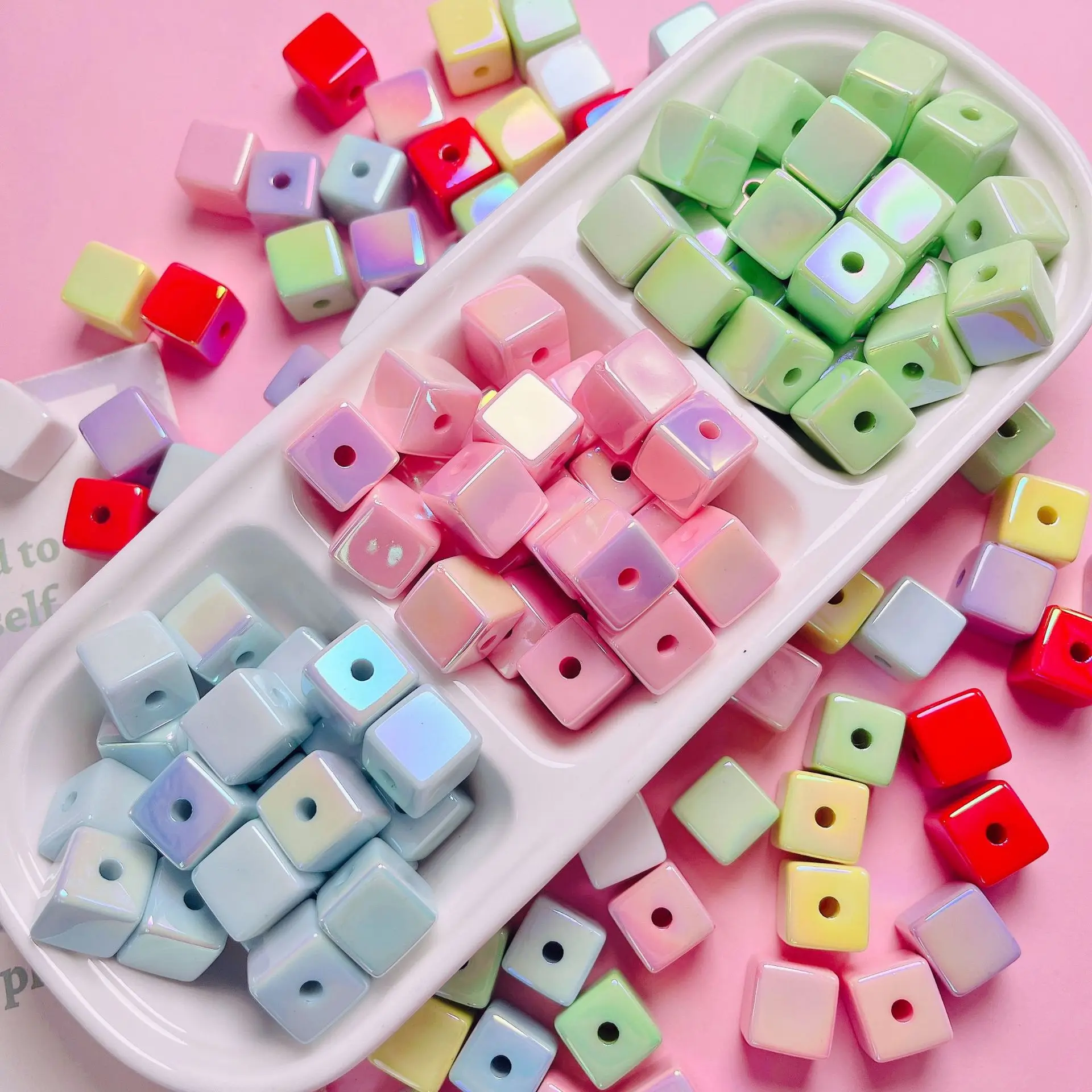 10pcs/lot Acrylic Square Shape Beads Baking Varnish Cube Spacer Bead for DIY Original Bracelet Necklace Charms Jewelry Making