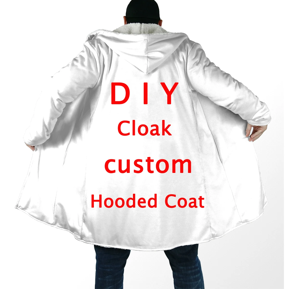 DIY akzeptieren benutzer definierte Design Drop Shipping und Großhandel 3D-Druck Fleece Kapuze Umhang Unisex dicken warmen Cape Coat