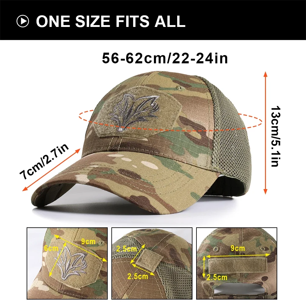 Gorra táctica camuflaje de malla ajustable con cierre trasero - imagen 4