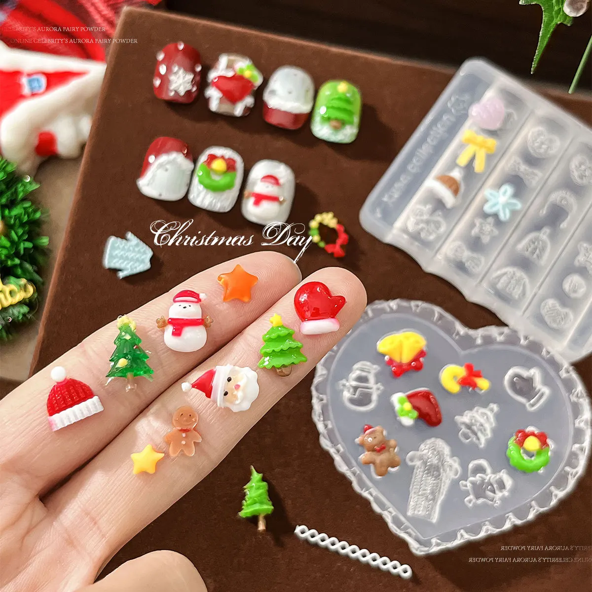 عيد الميلاد سلسلة مسمار الفن سيليكون الشتاء ندفة الثلج قالب ثلاثية الأبعاد تنقش نحت لينة ختم لوحة قابلة لإعادة الاستخدام لتقوم بها بنفسك هلام الإستنسل أداة