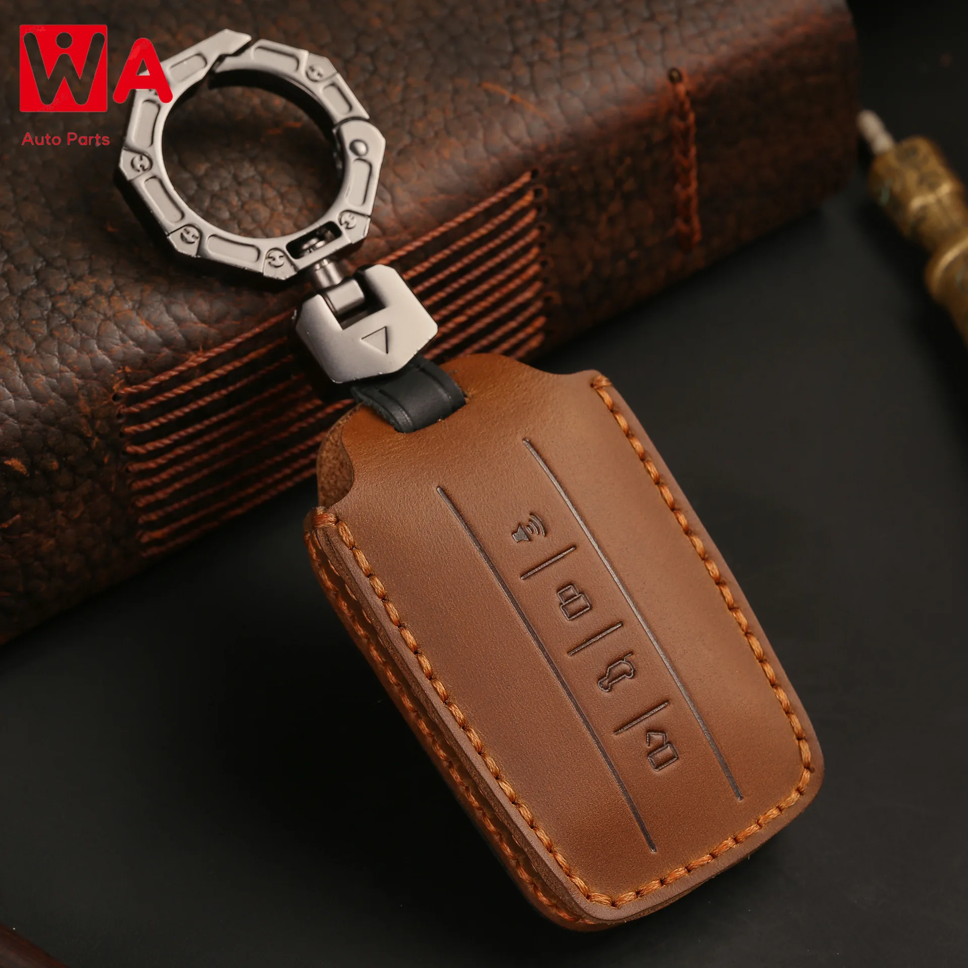 

Genuine Leather Car Key Cover For Great Wall GWM WEY TANK 300 500 Tank300 Tank500 Keyring Shell Fob Case Holder With Keychain