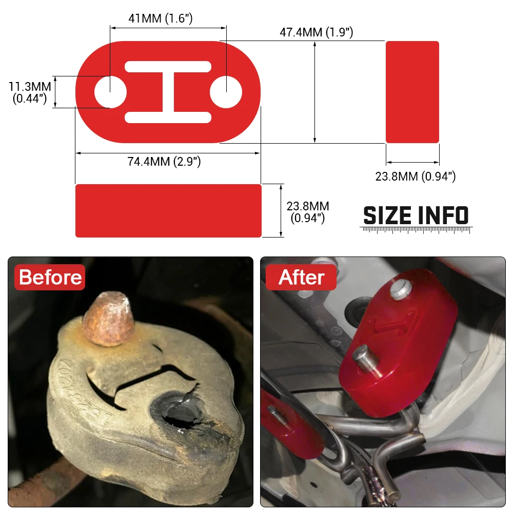 1 Piece Polyurethane Exhaust/Muffler SHORT HANGERS universal Muffler Hangers Red or Blue WX8952