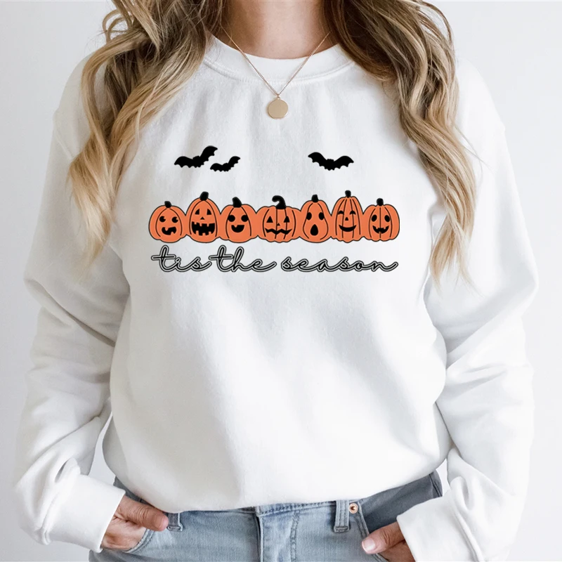 

Halloween Party Gift Sweatshirt Is The Season Creepy Pumpkin Graphic Sweatshirt Hoodie Women Pumpkin Funny Halloween Sweatshirts