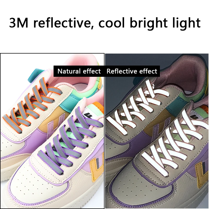 Platte Schoenveters Voor Sneakers 3 M Reflecterende Schoenveters Gloeien In Het Donker Schoenveter Shiny Lichtgevende Shoestrings Schoenen Accessoires