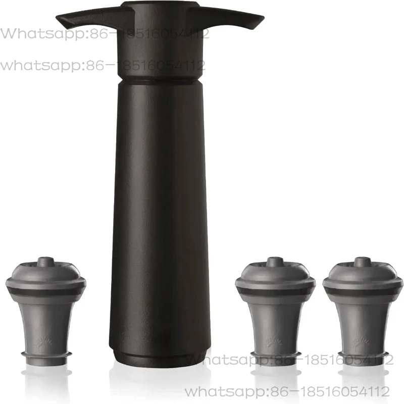 Wine Saver with 4 Vacuum Bottle Stoppers Black Wine Preserver Pump for Red or White Wine Manual Air Remover System Airtight Seal