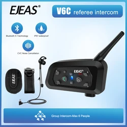 EJEAS V6C Pro Football Referee Helmet Interphone Bluetooth 5.1 800m Bicycle Intercom Full Duplex Headset IP67 Waterproof