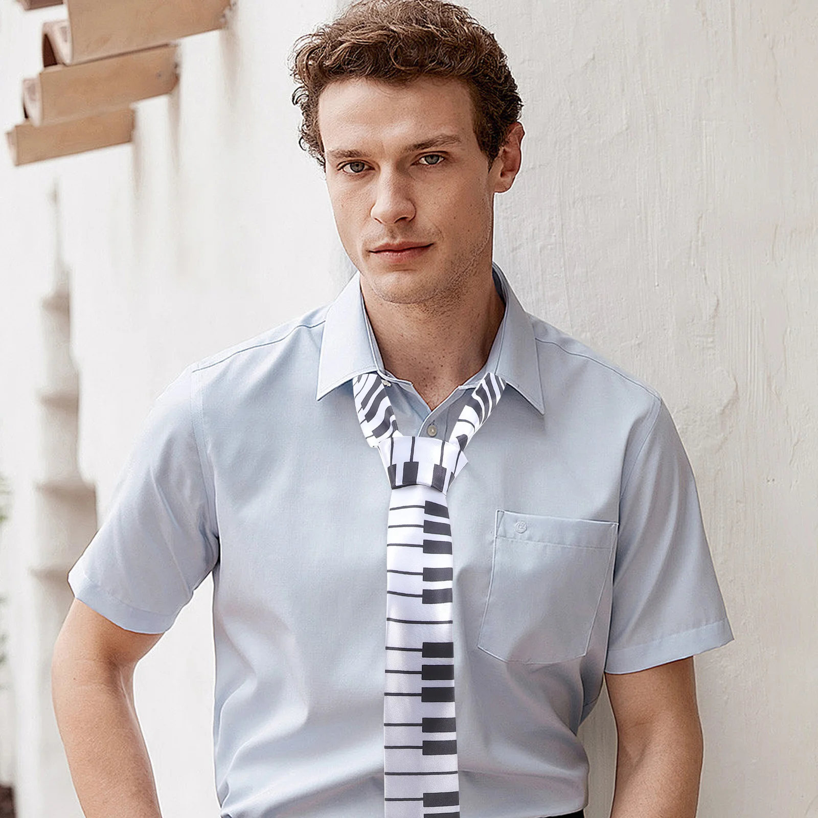 

2Pcs Musical Notes Ties for Men Fashion Neck Ties Unique Music Pattern Office Party Gift Piano Tie Music Note Tie