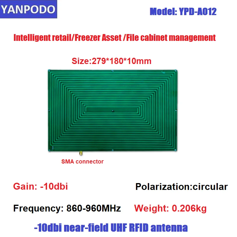 YANPODO UHF RFID Near Field Antenna -10dbi Circular IPX4 Antenna SMA 1m 860-960MHz Read Range for Asset Inventory Management