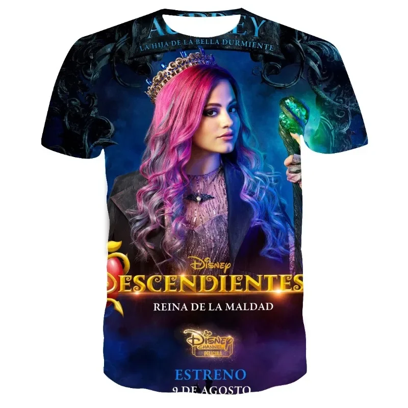 Disney Boys Girls T-shirt Descendants Men's T-shirt 3D Print Oversized Short Sleeve Fashion Men's T-shirt Casual Men's Clothing