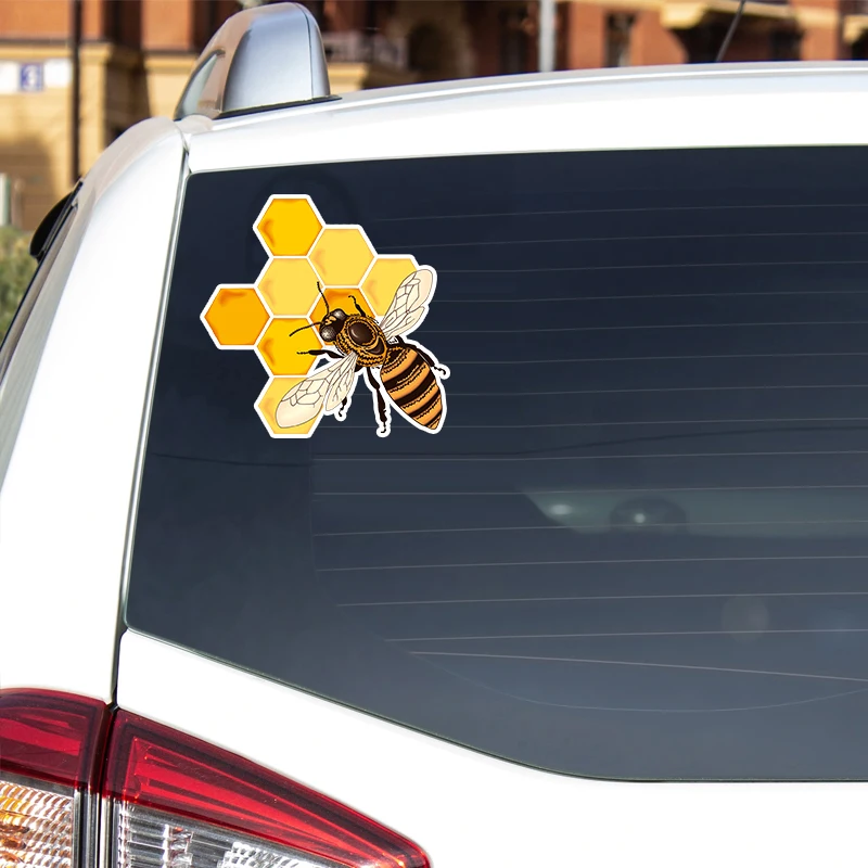 S50013# 13CM/15CM/17CM Personality PVC Decal Bees Eating Honey Car Sticker on Motorcycle Laptop Decorative Accessories