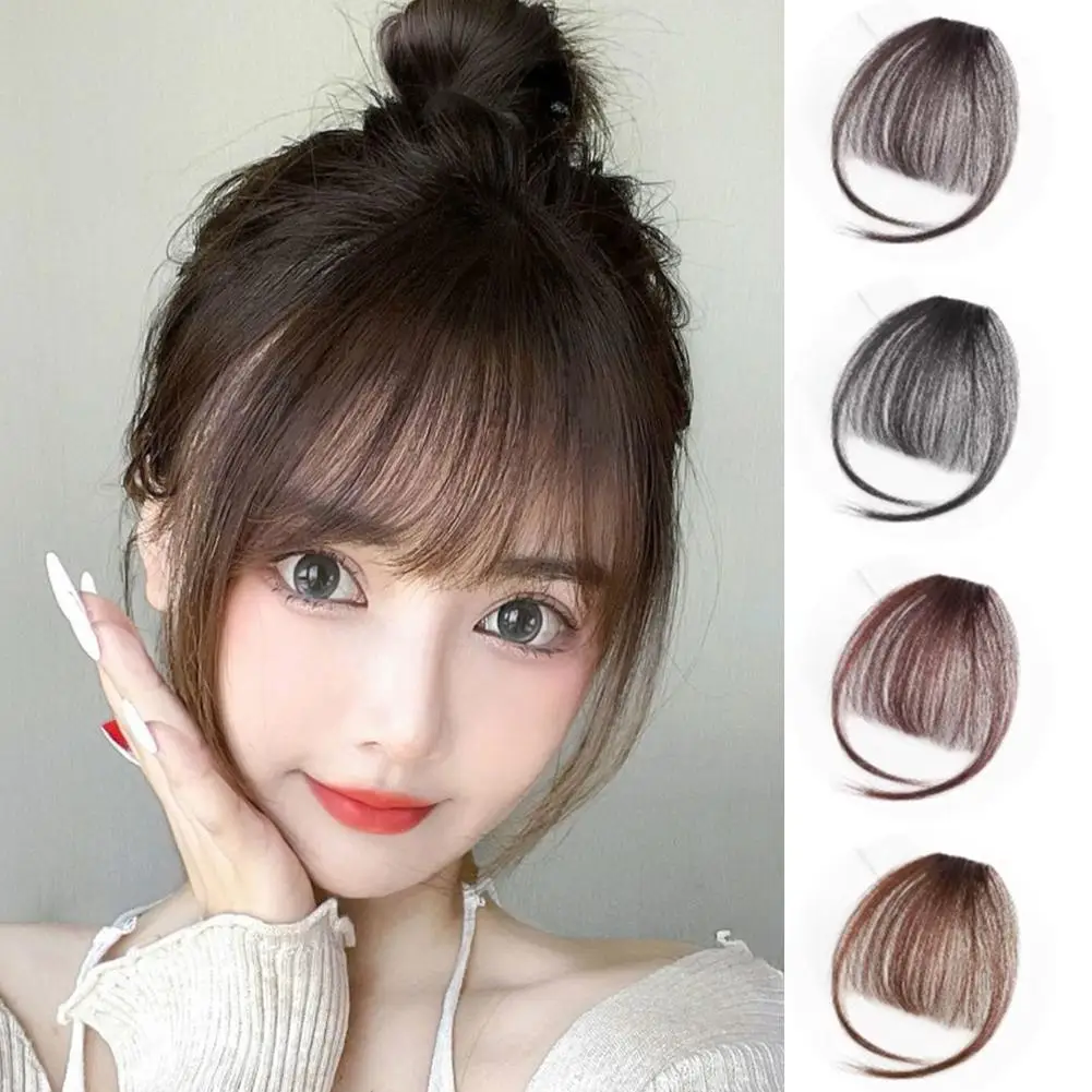 

Fake Air Bangs Clip-In Hair Extensions - Synthetic Hair False Fringe Natural Hairpiece for Women, Easy to Clip & Remove