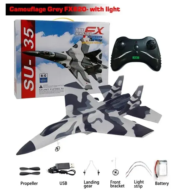 SU35 RC Vliegtuig FX620 FX820 2.4G Afstandsbediening Vliegen Model Zweefvliegtuig Vliegtuig Met LED Verlichting Vliegtuigen Schuim Speelgoed Voor kinderen Geschenken