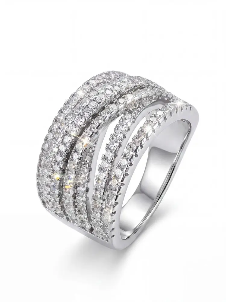 Wunderschöner, zarter, funkelnder Ring aus 925er Sterlingsilber mit vollem Zirkon für Frauen, Verlobung, Hochzeit, luxuriöser, hochwertiger, feiner Schmuck – Detail 6