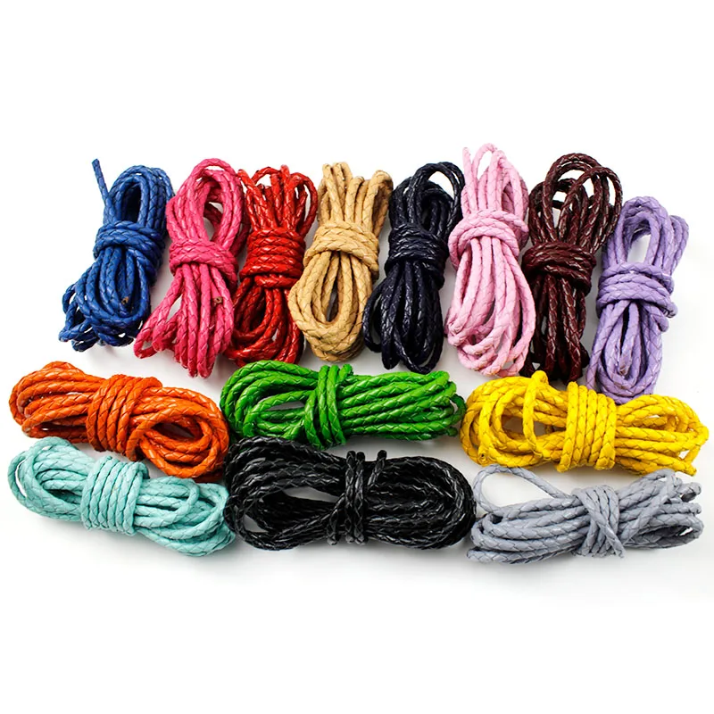 2 Meters Braided Genuine Leather Cords 3/4/5/6mm Handcraft Braided Leather String Cord For Jewelry Making Accessories Wholesale