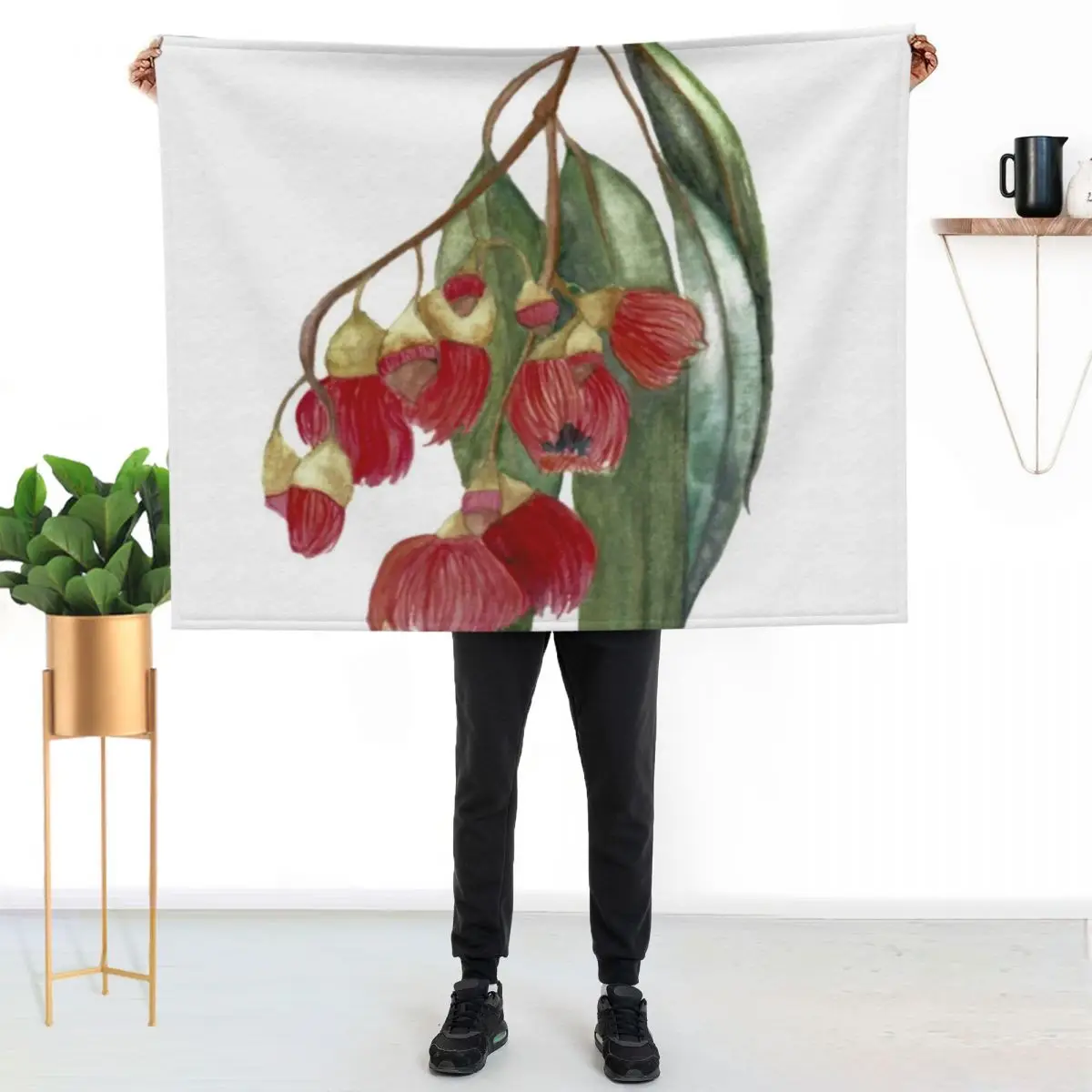 Watercolour Gum tree Throw Blanket Thins Sofa Quilt Bed Furry warm for winter Bed Fashionable Blankets