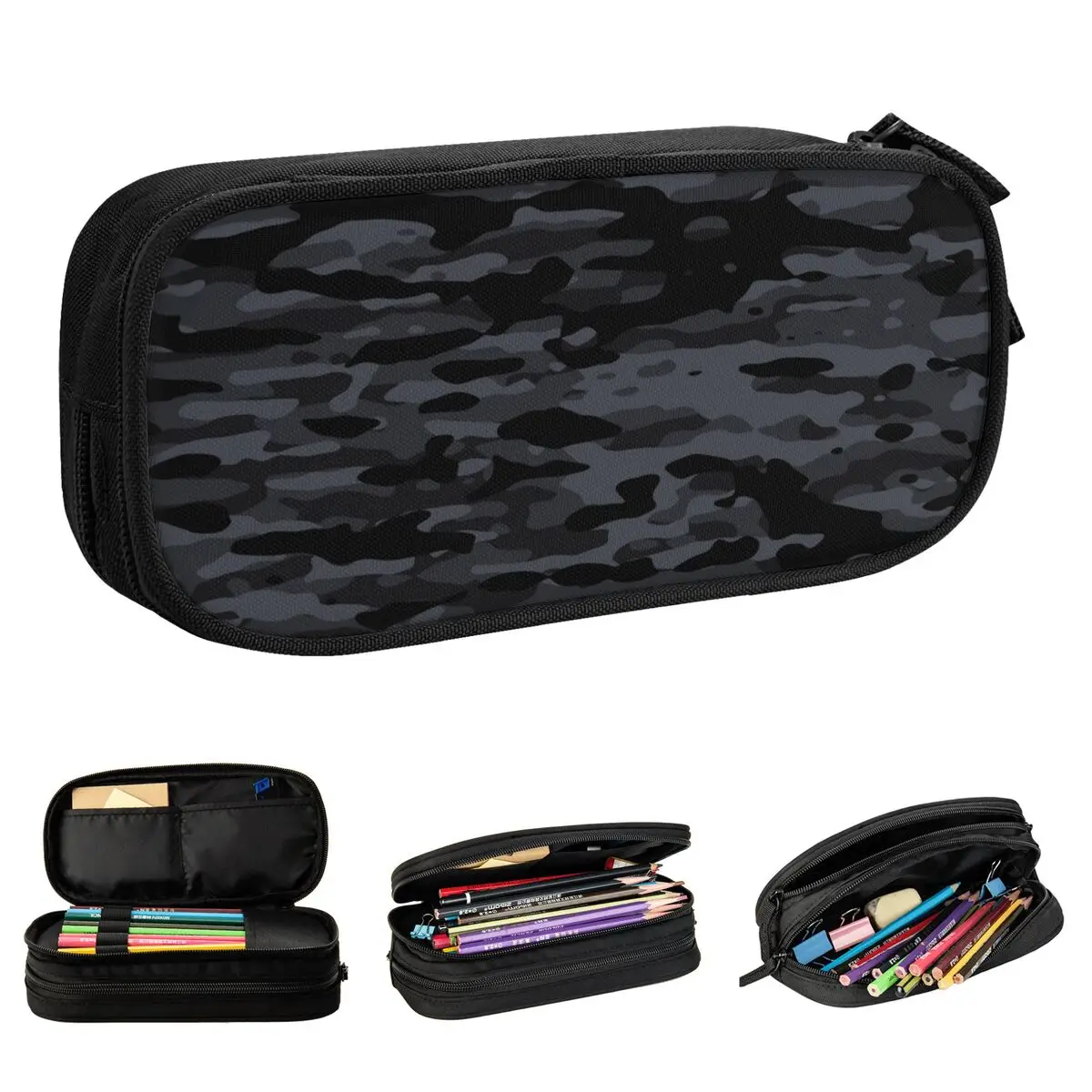 Night Camouflage Pattern Pencil Cases Army Military Camo Pencilcases Pen Kids Large Storage Pencil Bags Office Zipper Stationery