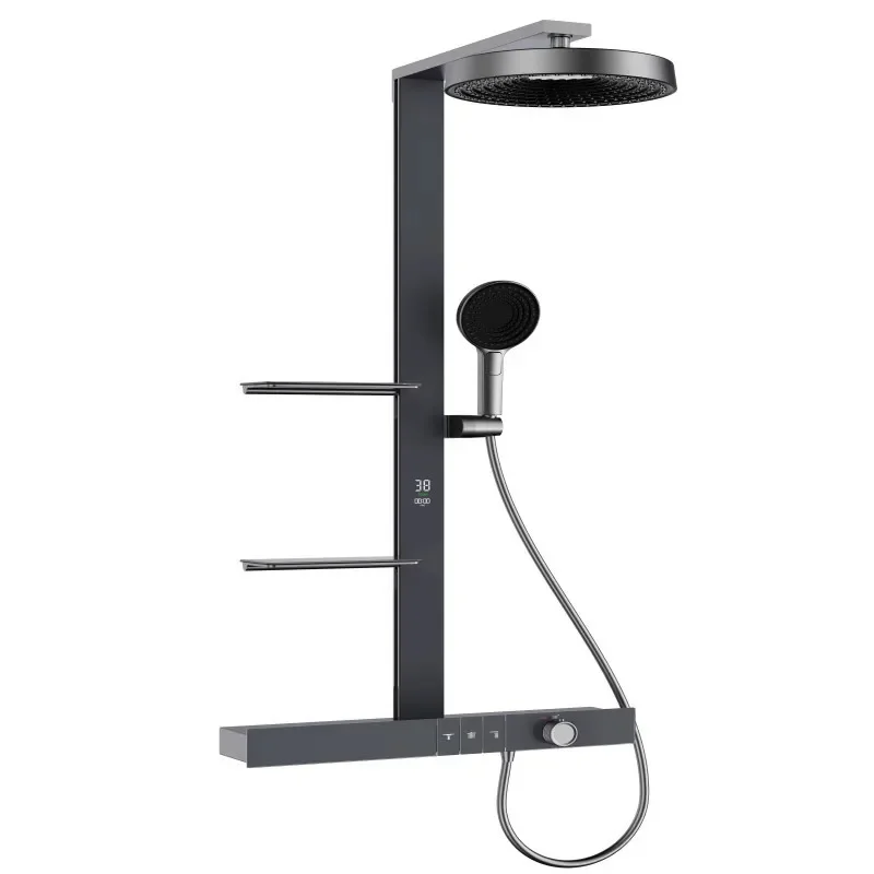 

All copper, gun ash, multi-functional constant temperature digital display shower pressurized shower set