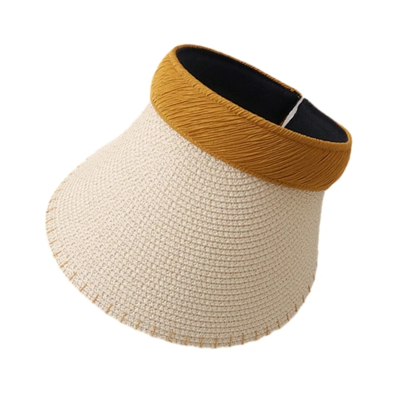 Sun Hat for Woman Teenagers Unisex Outdoor Soft Visor Hat Wide Brim Spring Summer Anti Uv Hat Straw Weaving Sun Hat