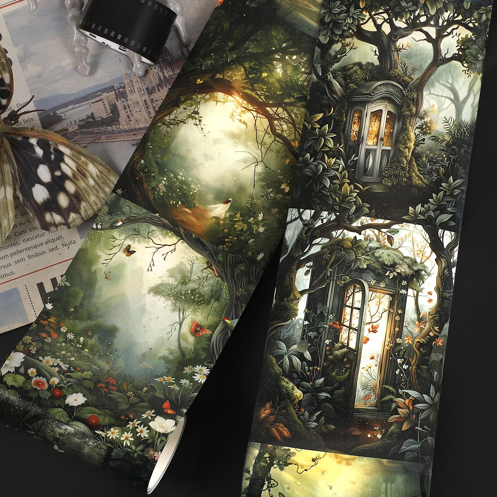 80mm * 200cm vintage fada floresta flor paisagem washi fita criativa diy diário material colagem scrapbook papelaria