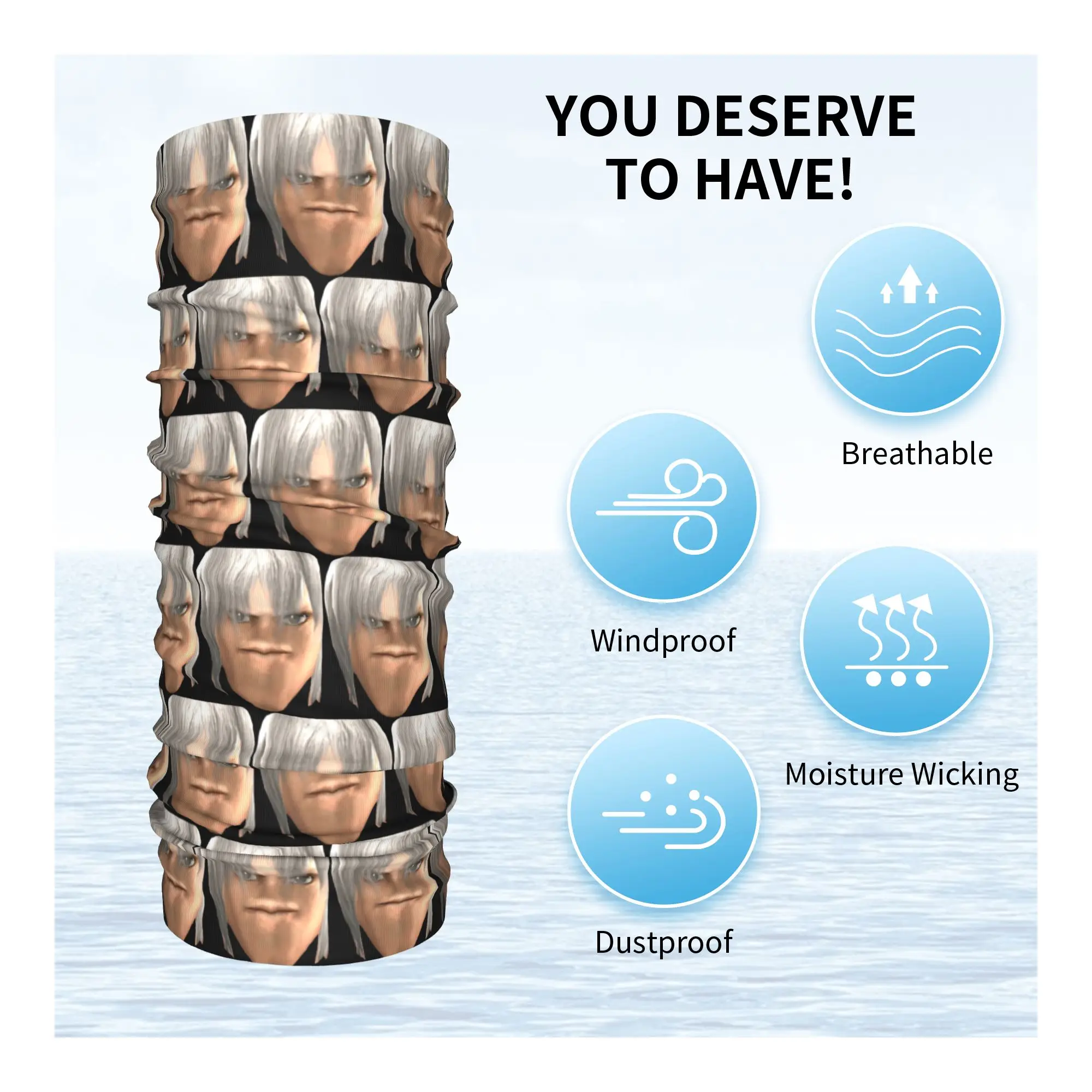 Blursed Dante Devil May Cry ugly face meme Bandana Neck Cover Printed Wrap Mask Scarf Headband Hiking Fishing for Men Women - view 4