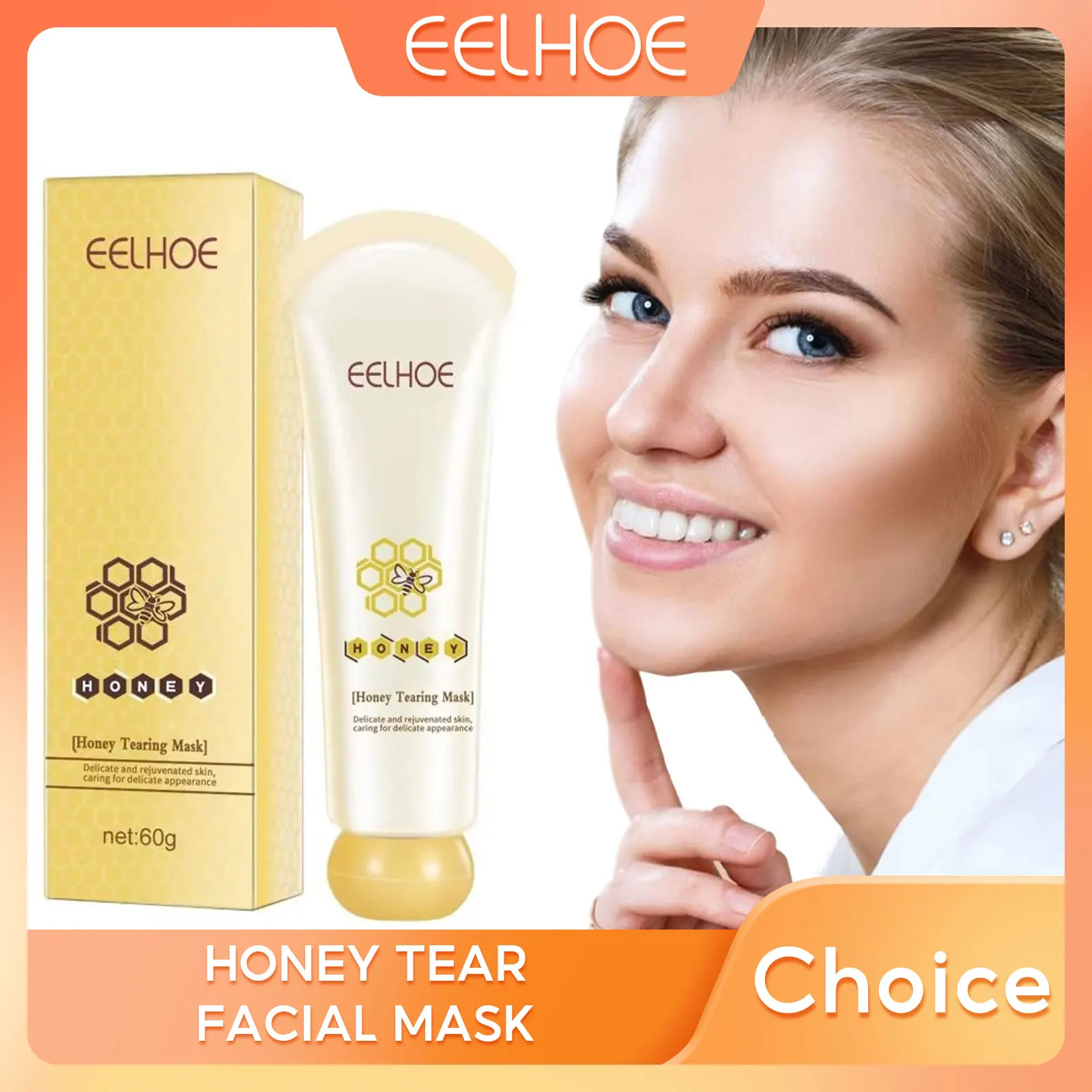 

EELHOE Honey Tearing Mask Peel Off Mask Remove Blackhead Invisible Pores Deep Cleansing Oil Control Face Skin Care Products 60g