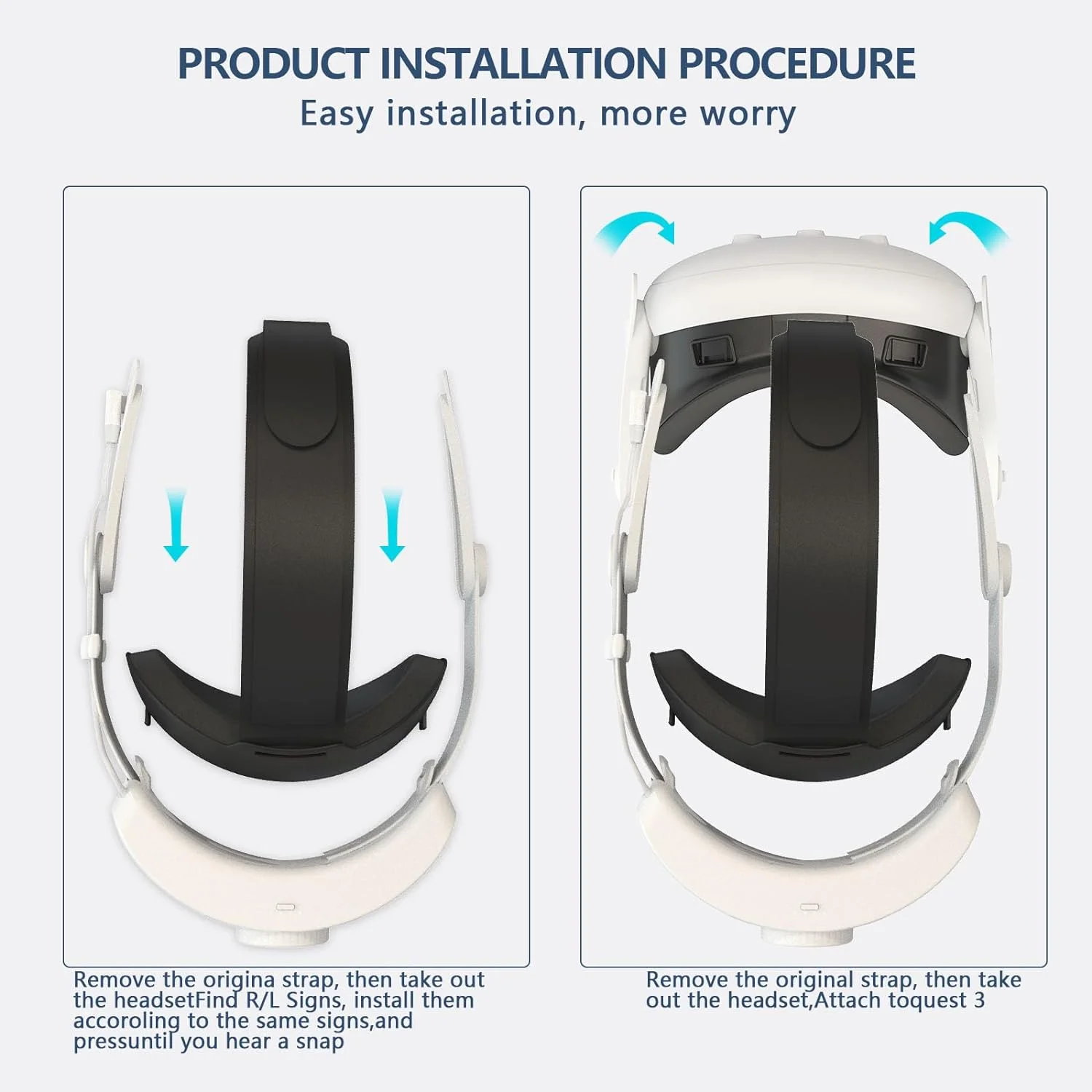 Headset VR yang dapat disesuaikan, tali kepala untuk Meta Quest 3 peningkatan, tali kepala alternatif untuk Meta Quest 3 Aksesori VR
