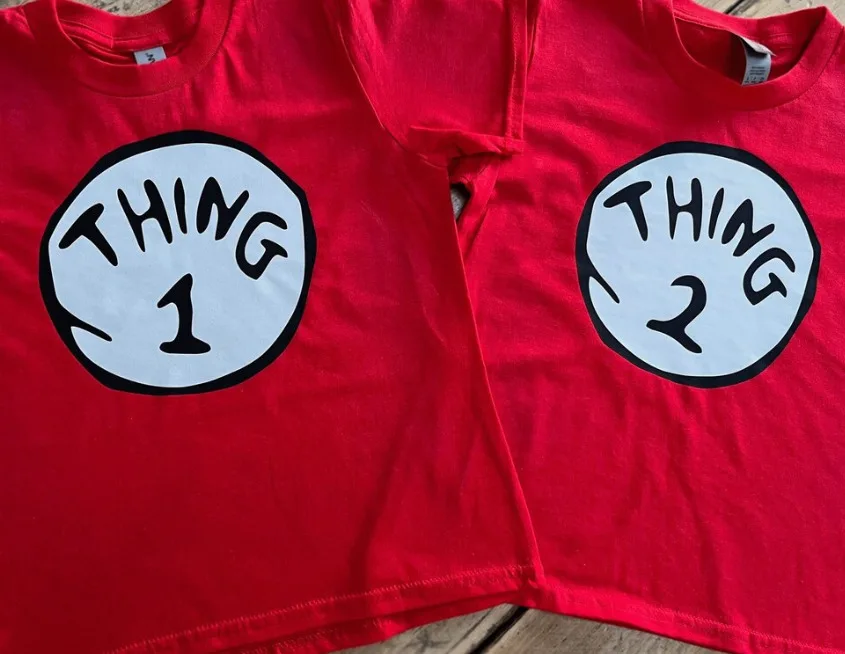 T-SHIRT  Book Day 2024 Thing 1 Thing 2 Book Lover Kids Men's Women's Shirt