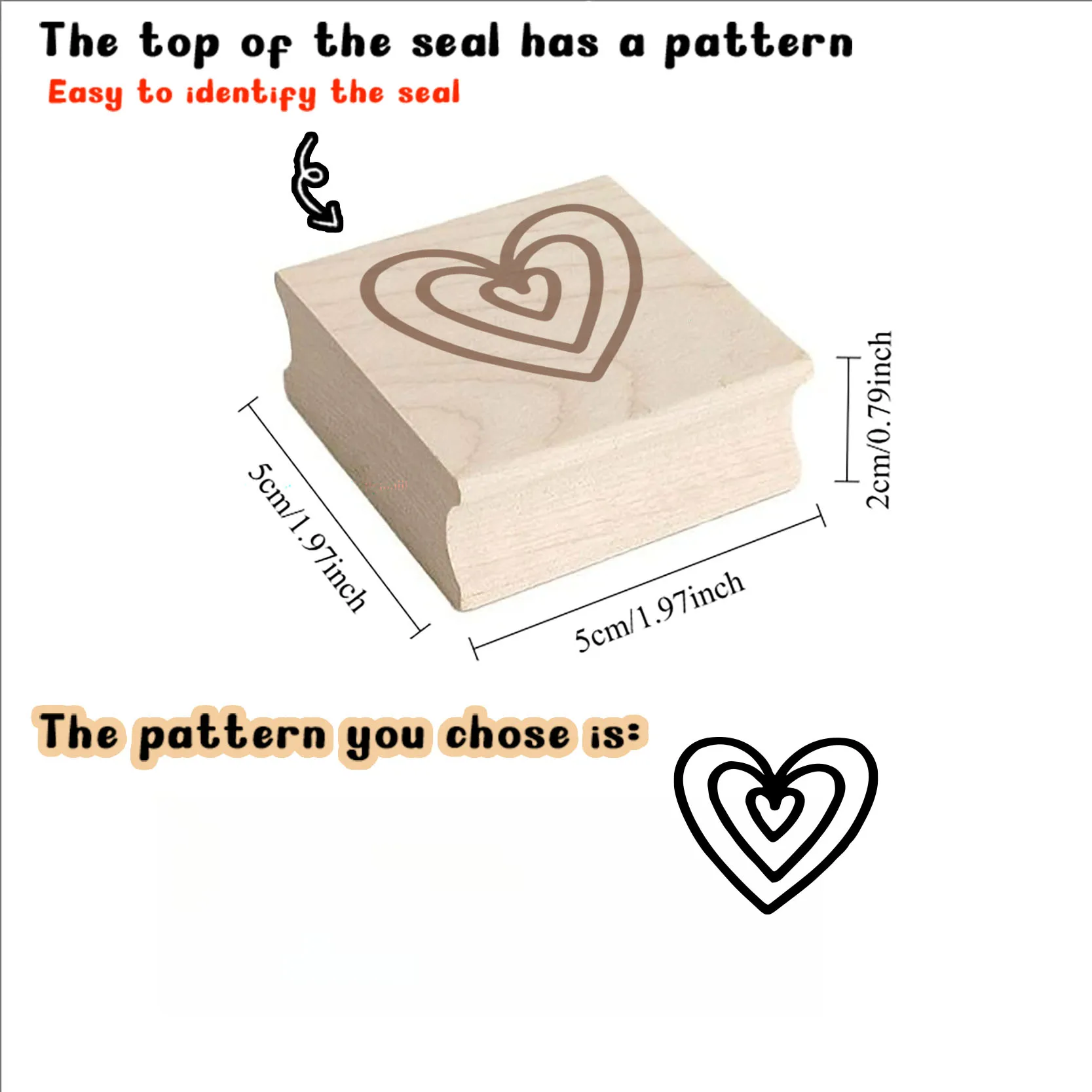 1PC Vintage Heart pattern Wooden Seal Office Supplies, Seal Supplies Wooden Seal ldeal for Labeling and Crafting