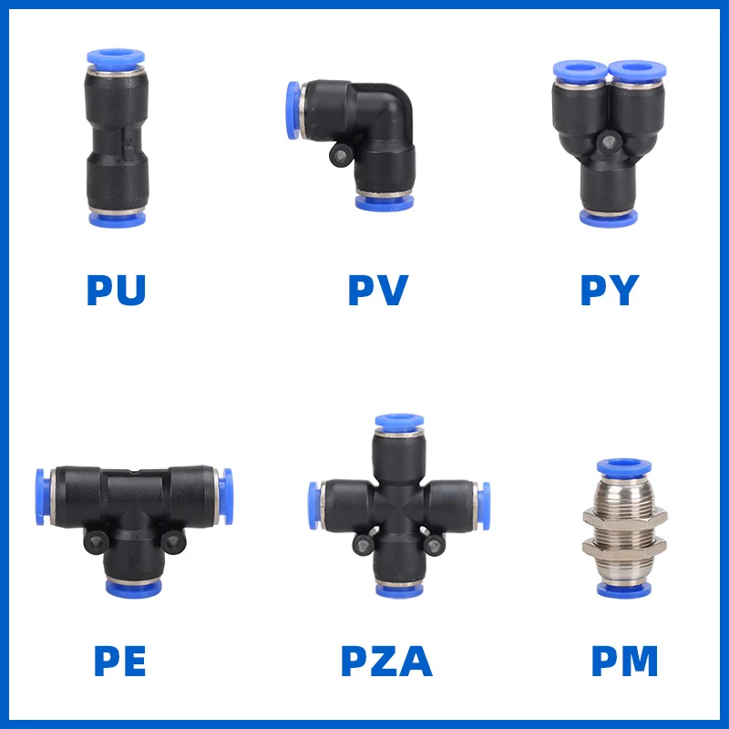 Push-in Fittings Quick Type for Pneumatic Tubing Threaded Straight Through PC PCF PL 4 6 8 10 12mm 1/8 1/4 3/8 1/2 Air Fitting