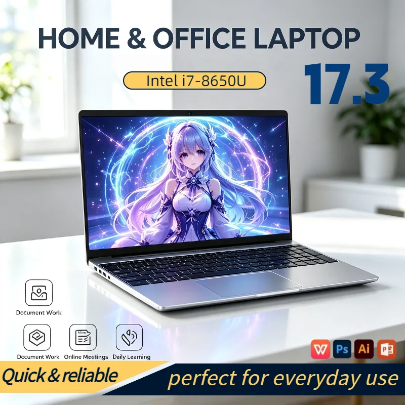 Work Notebook Intel i7 8650U17.3 Inch Full Size Gaming Laptop 32 GB RAM 2TB Solid Drive Fingerprint Unlock High Performance Max