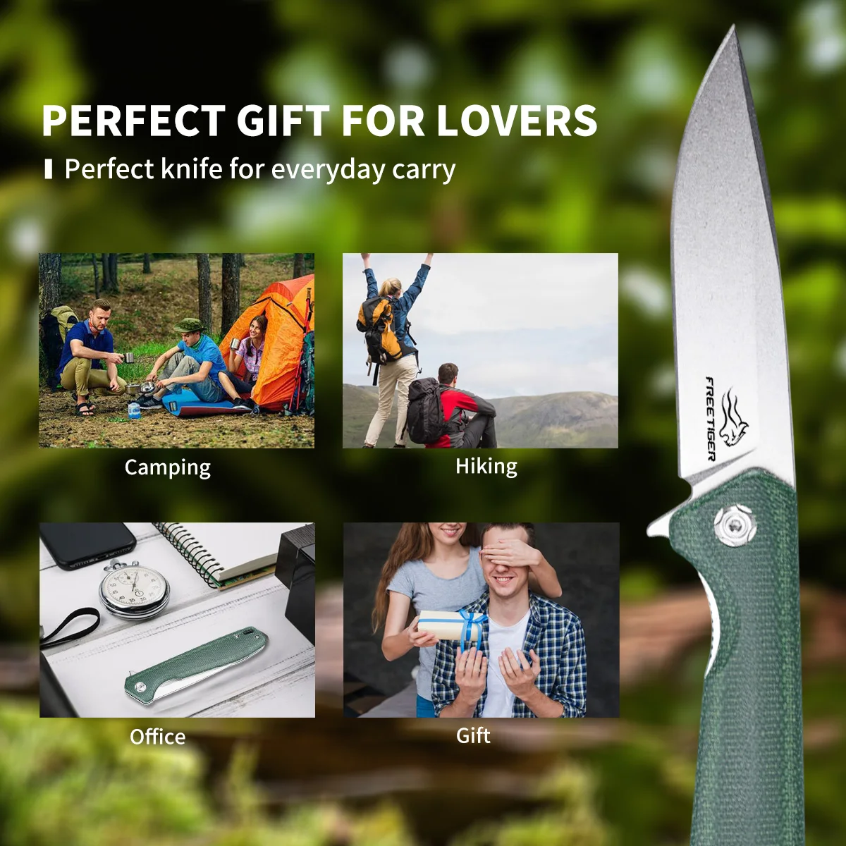 FREETIGER D2 Folding Knife Micarta Handle Outdoor Camping Hunting Hiking Survival Fishing Kitchen EDC Pocket Knife FT923