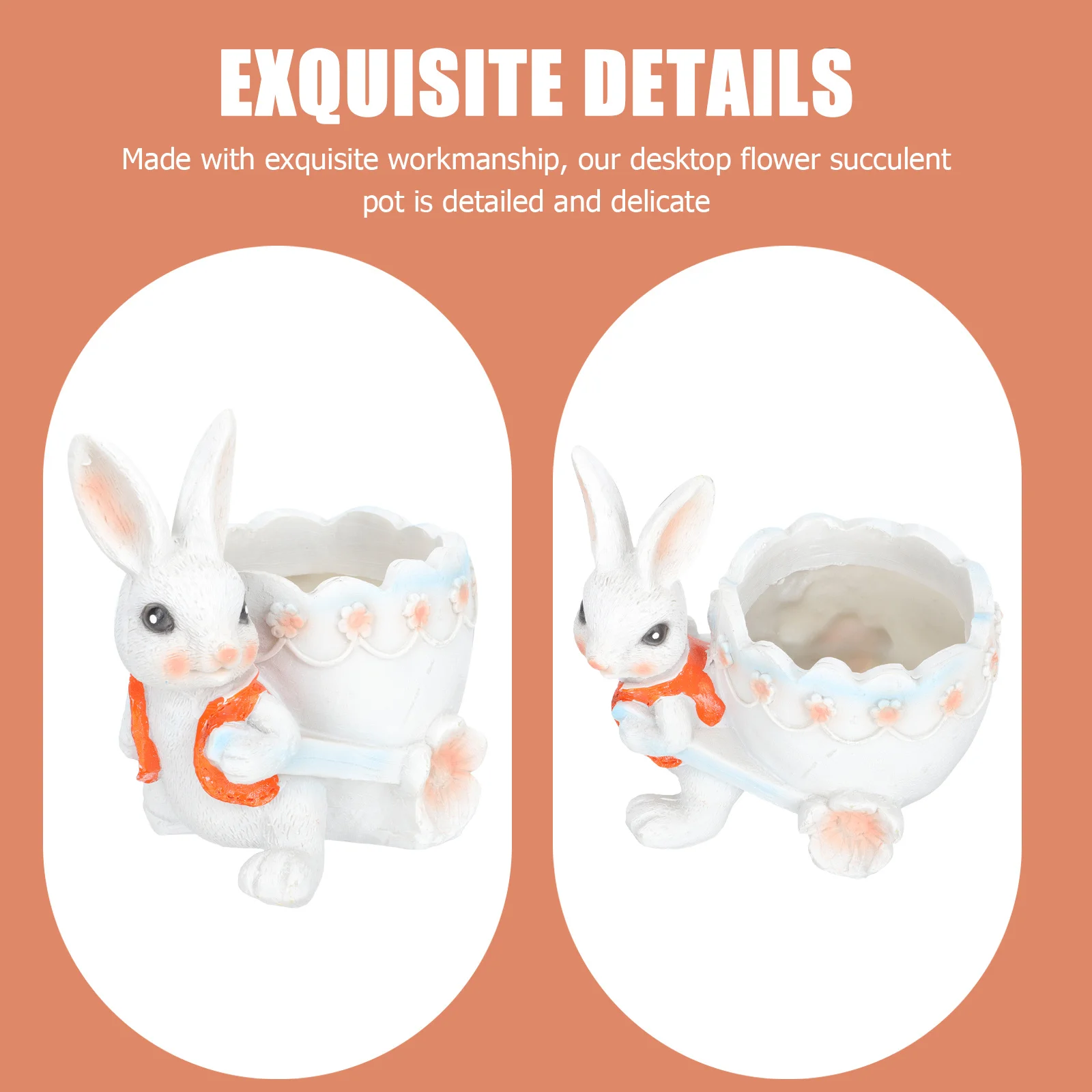 

Rabbit Design Succulent Planter Premium Resin Material Lightweight Portable Desktop Flowerpot for Office Dorm Window Sill