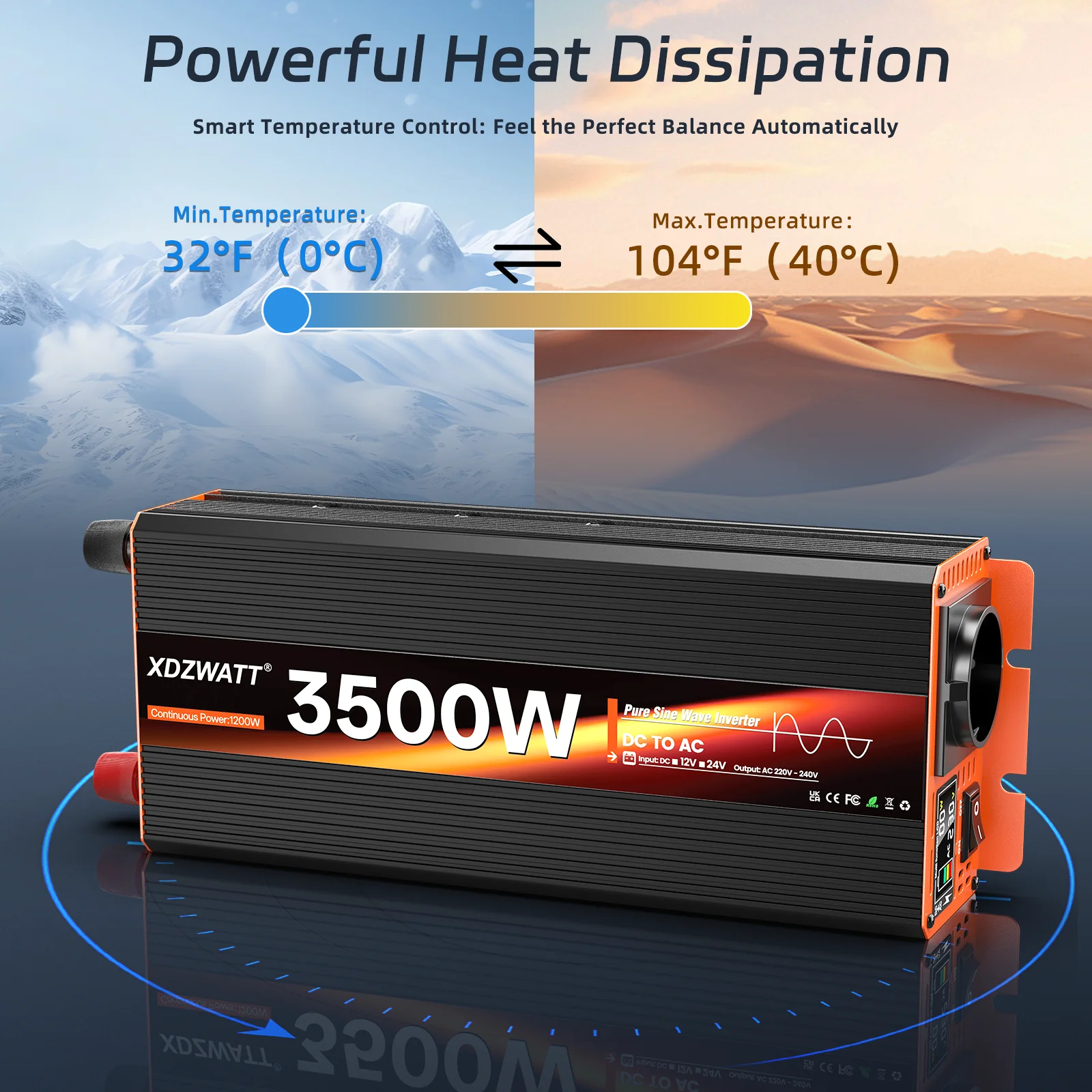 

Инвертор чистой синусоиды 1600 Вт/2500 Вт/3500 Вт, DC 12 В в AC 220 В 50 Гц, с розеткой EU, LED-вольтметром, преобразователь-трансформатор