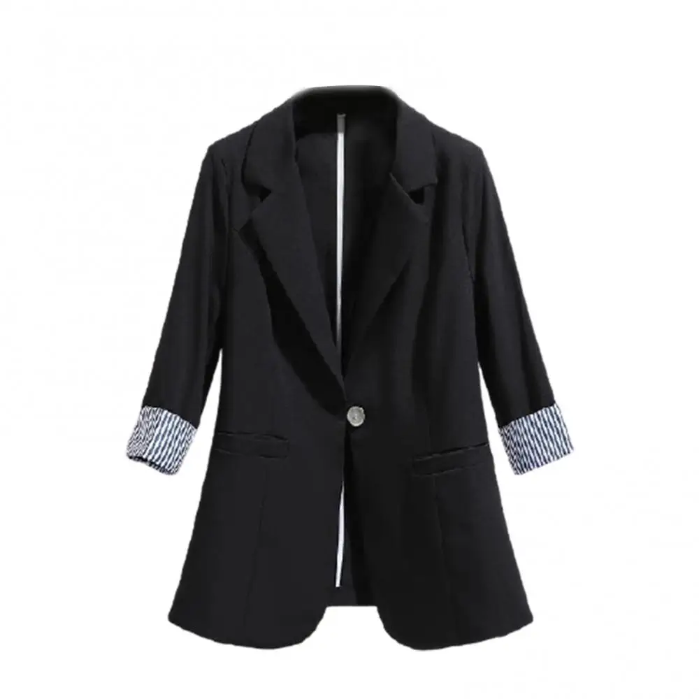 Chic Long Sleeve Coat Elegant Trendy Blazer Long Lady Women Outwear Loose Blazers Patchwork Korean Spring Pockets Coats Single B