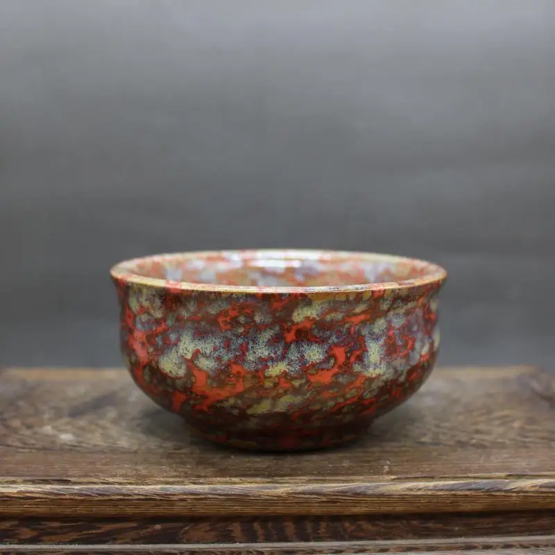 Chinese Fancy Glaze Porcelain Qing Kangxi Colored Design Bowl 4.33 inch