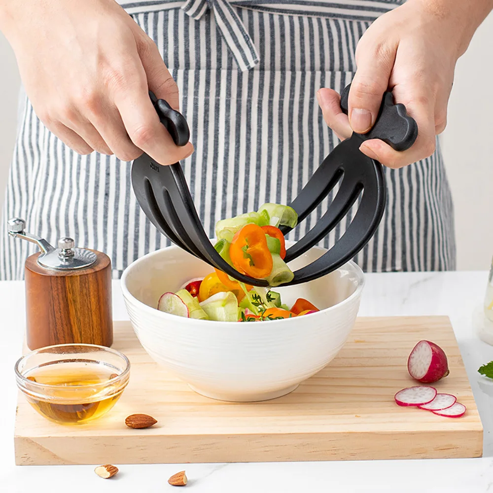 2PCS Salad Tossing Utensils Multifunctional Portable Wide Handle Mixing Tongs Fruit Claw Salad for Kitchen Stackable Cooking