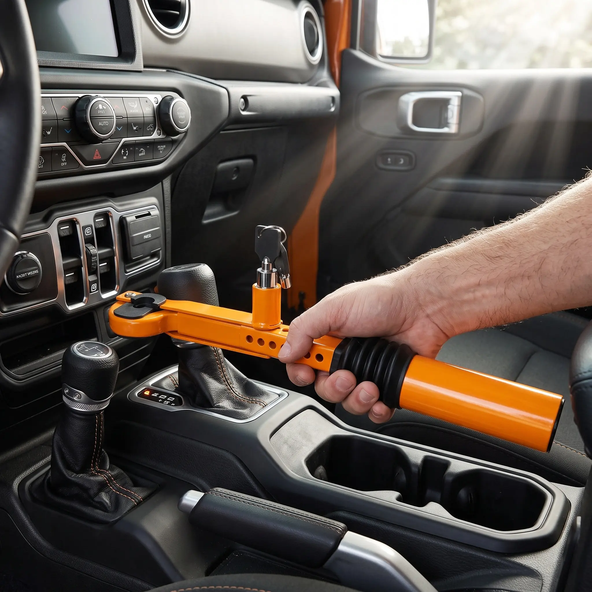 Car Handbrake Lock Carbon Steel Adjustable Anti Theft Gear Lock for Vehicle Security Anti Theft Car Device