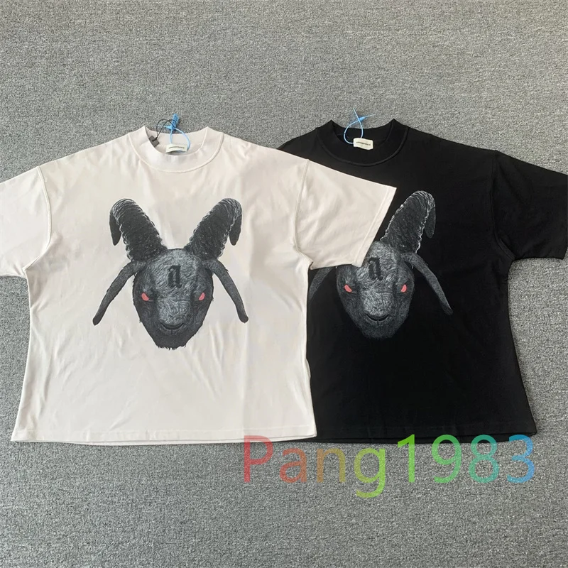 2024ss Wash Water Black Cement White Arnodefrance Goat Head T-shirt Men Women Oversize Vintage Tee ADF T Shirt