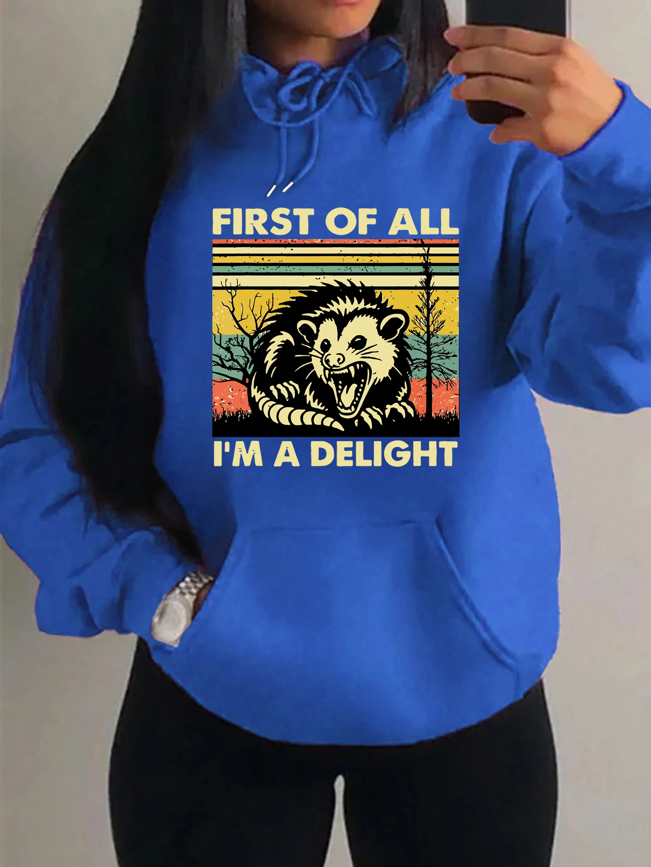 First Of All I'M A Delight Prints Hoody Women Casual Street Pullover Autumn Fashion Y2K Sportswear Multicolor Pocket Clothes