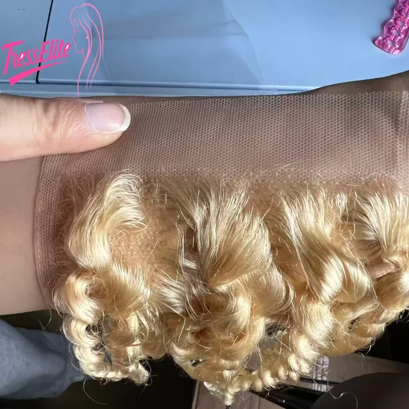 Premium tessuto a mano 613 #   Blocco per capelli in pizzo con chiusura riccia crespa 4x4 Un'eccellente scelta per che scorta un'aspetto gradevole