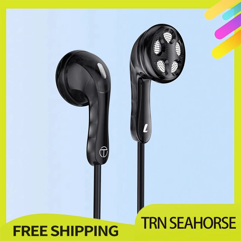 TRN Seahorse Wired Earphones 14.2mm Dynamic Driver Unit PU+Paper Diaphragm HiFi Comfortable In Ear Headset Custom Music Earbuds