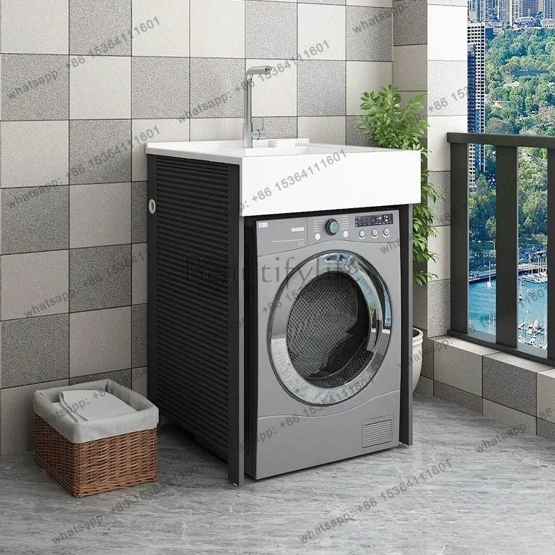 small apartment balcony space aluminum washing machine cabinet combination drum significant other integrated basin  cabinet