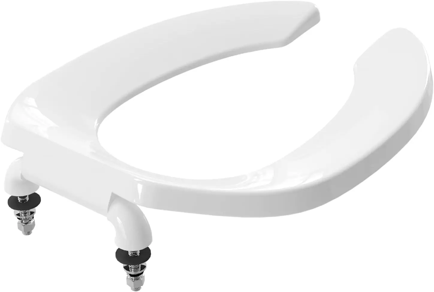 

Heavy Duty Open Front Toilet Seat, Thickened Material, Never Loosen, Elongated White 18.5 Inch
