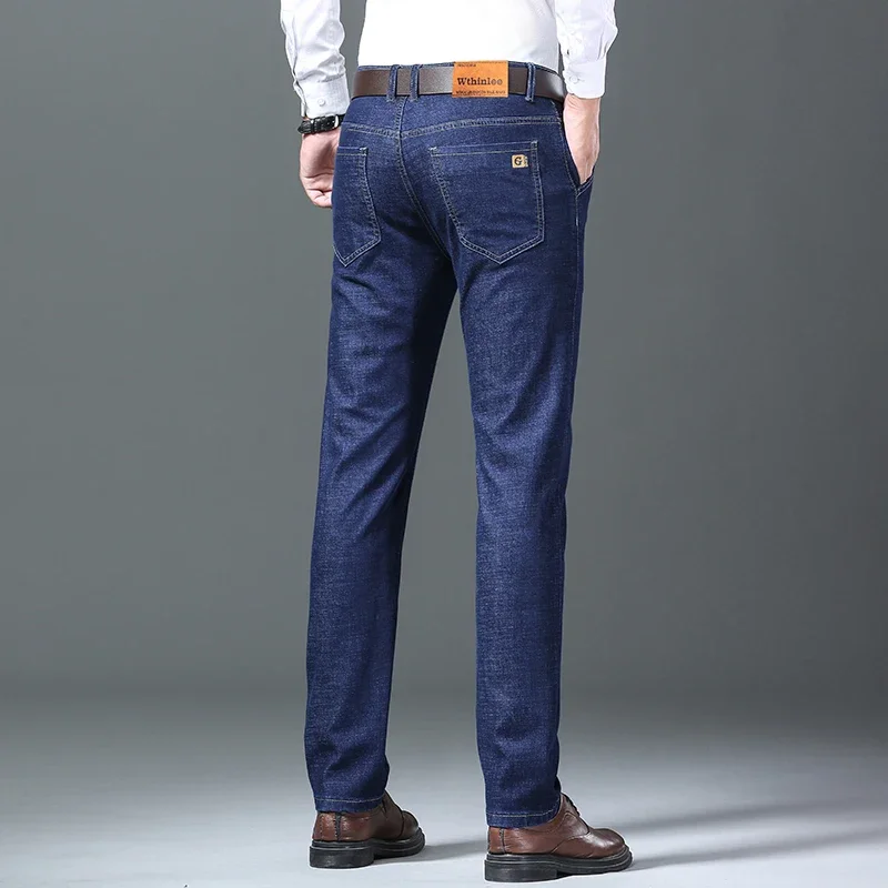 2025 Wthinlee الرجال الربيع والخريف الدينيم الجينز السراويل العادية صالح مستقيم تمتد الأعمال عادية بلون جودة عالية